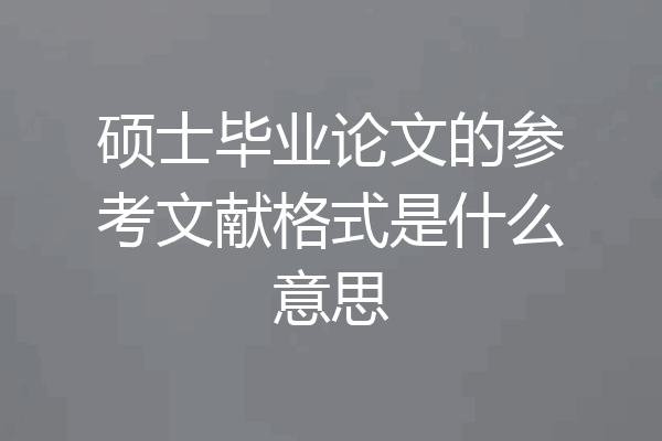 硕士毕业论文的参考文献格式是什么意思