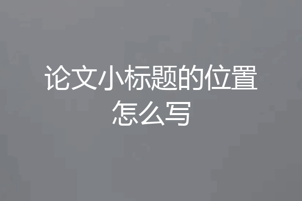 论文小标题的位置怎么写