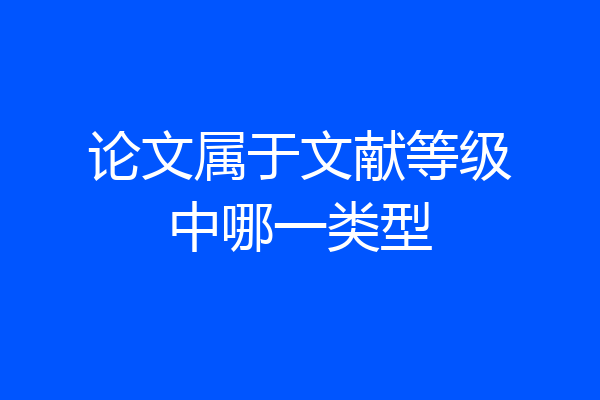 论文属于文献等级中哪一类型