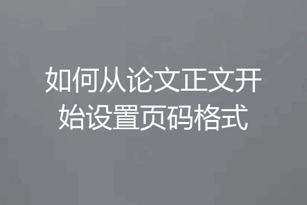 如何从论文正文开始设置页码格式