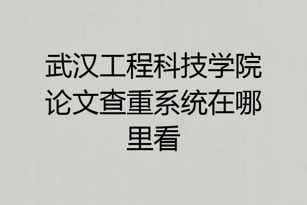 武汉工程科技学院论文查重系统在哪里看