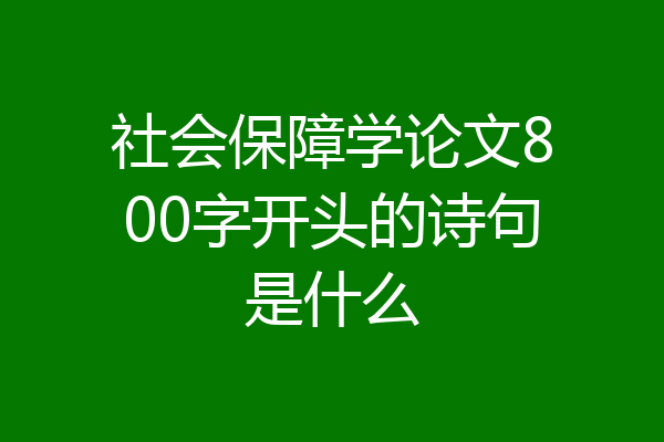 社会保障学论文800字开头的诗句是什么