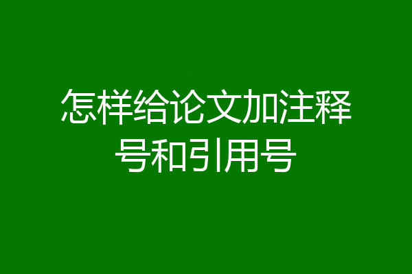 怎样给论文加注释号和引用号