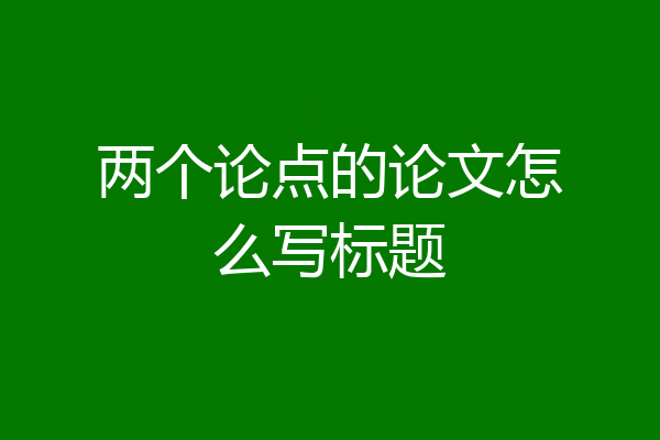 两个论点的论文怎么写标题