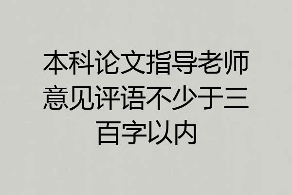 本科论文指导老师意见评语不少于三百字以内
