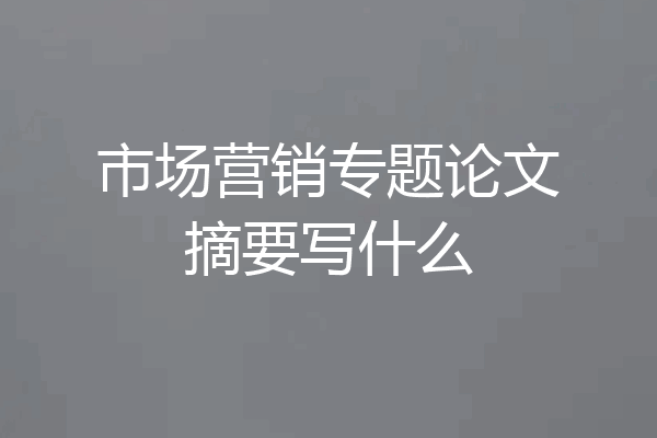 市场营销专题论文摘要写什么