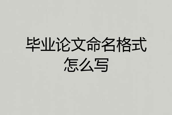 毕业论文命名格式怎么写