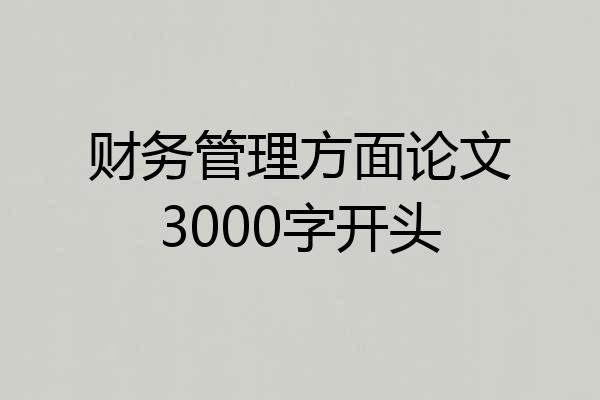 财务管理方面论文3000字开头