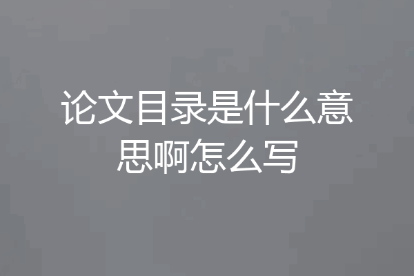 论文目录是什么意思啊怎么写