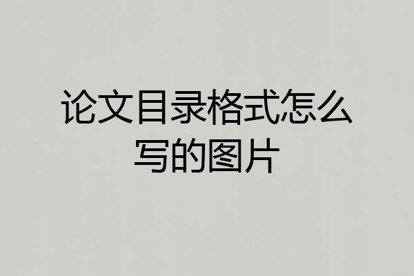 论文目录格式怎么写的图片