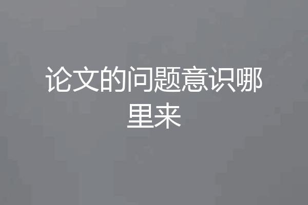 论文的问题意识哪里来