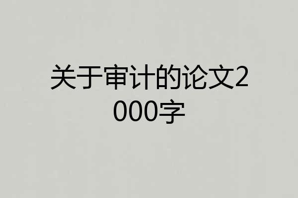 关于审计的论文2000字