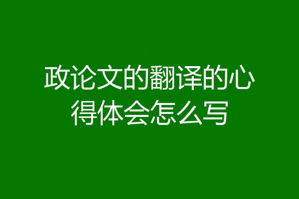 政论文的翻译的心得体会怎么写