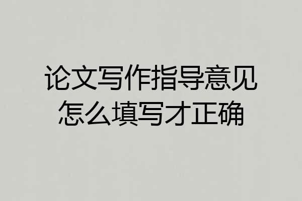 论文写作指导意见怎么填写才正确