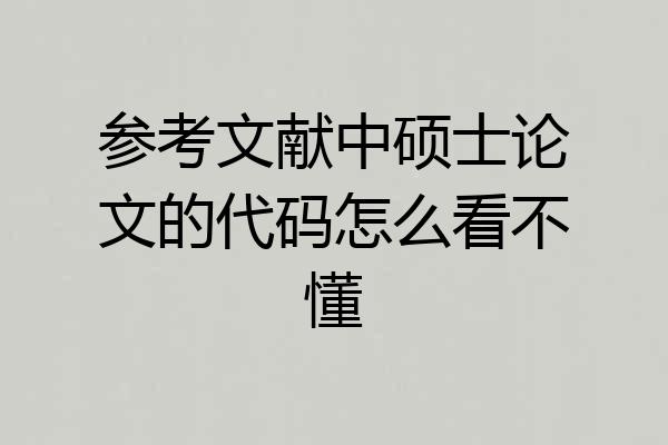 参考文献中硕士论文的代码怎么看不懂