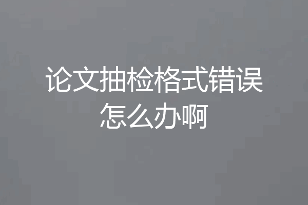 论文抽检格式错误怎么办啊