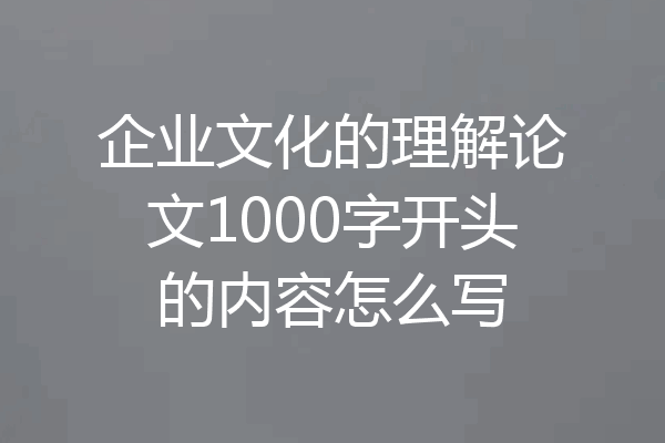 企业文化的理解论文1000字开头的内容怎么写
