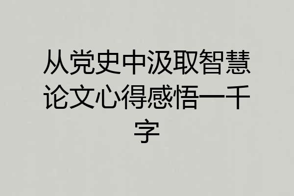 从党史中汲取智慧论文心得感悟一千字