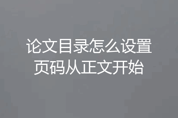 论文目录怎么设置页码从正文开始