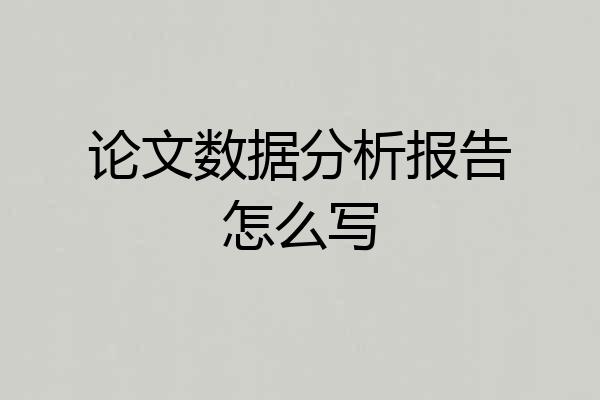 论文数据分析报告怎么写