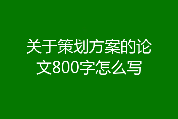 关于策划方案的论文800字怎么写