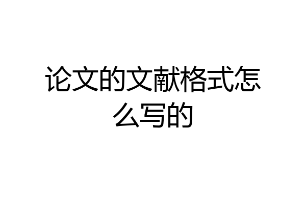 论文的文献格式怎么写的