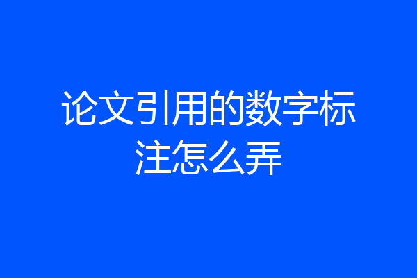 论文引用的数字标注怎么弄