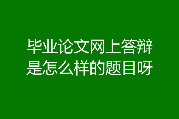 毕业论文网上答辩是怎么样的题目呀