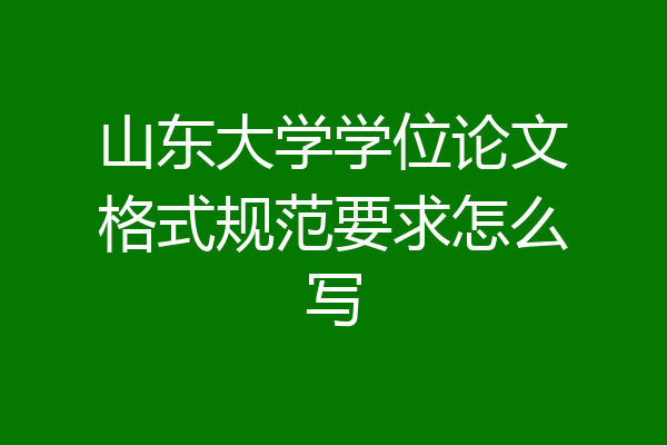 山东大学学位论文格式规范要求怎么写