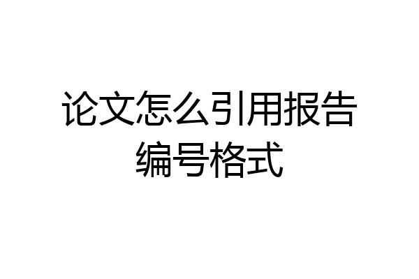 论文怎么引用报告编号格式