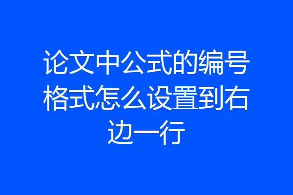 论文中公式的编号格式怎么设置到右边一行