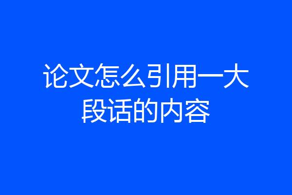 论文怎么引用一大段话的内容
