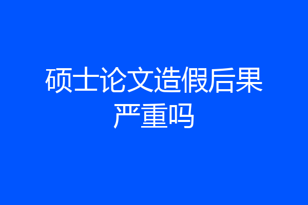 硕士论文造假后果严重吗