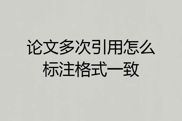 论文多次引用怎么标注格式一致