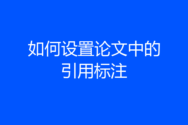 如何设置论文中的引用标注