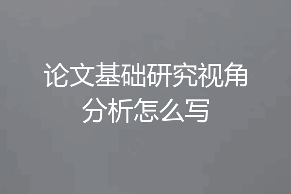 论文基础研究视角分析怎么写