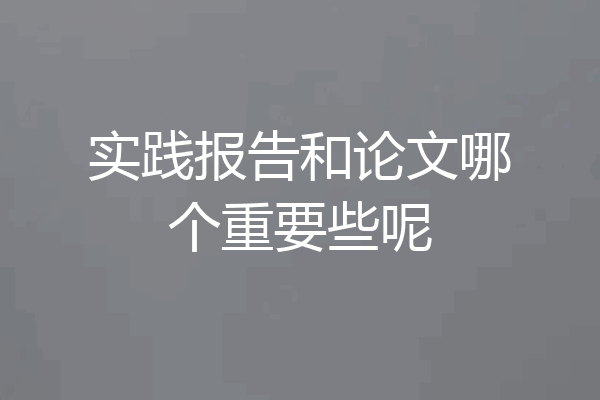 实践报告和论文哪个重要些呢