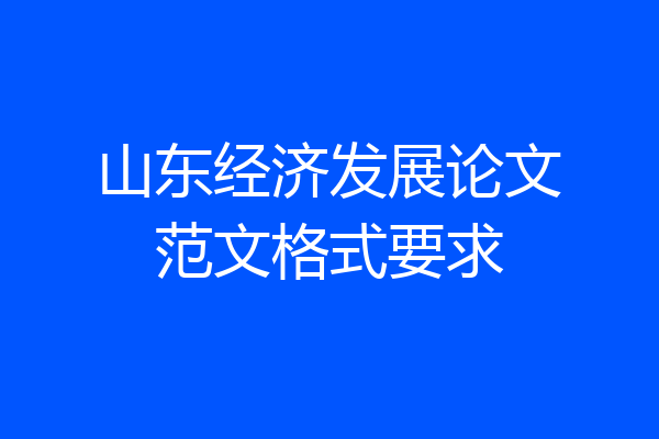 山东经济发展论文范文格式要求