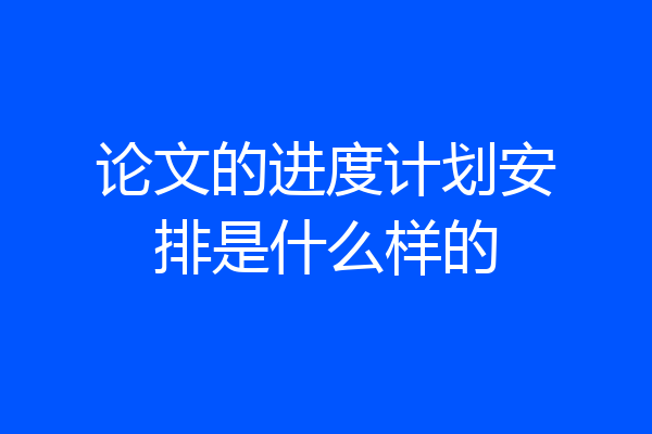 论文的进度计划安排是什么样的