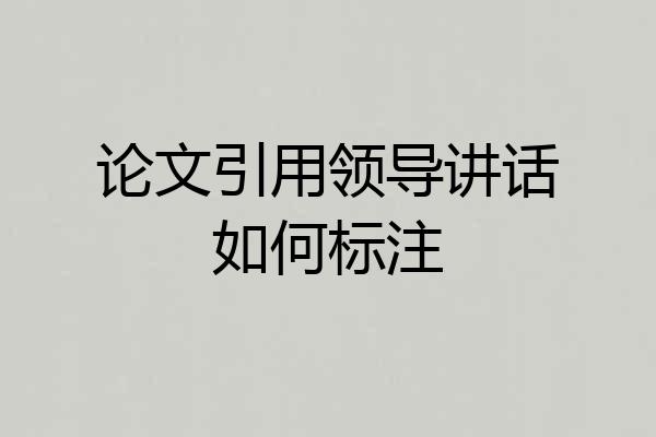 论文引用领导讲话如何标注