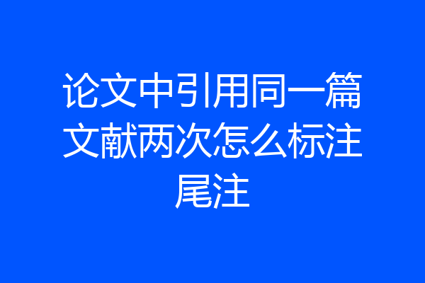 论文中引用同一篇文献两次怎么标注尾注