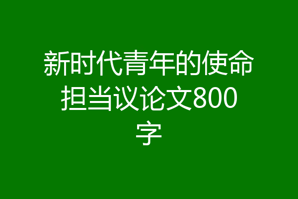 新时代青年的使命担当议论文800字