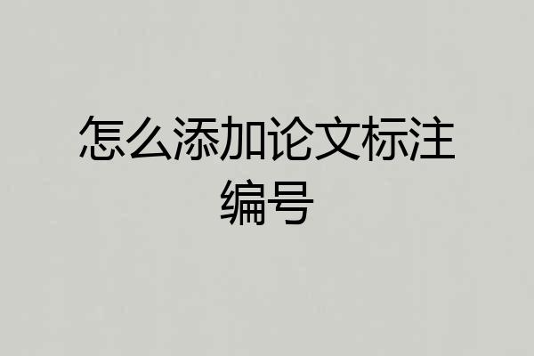 怎么添加论文标注编号