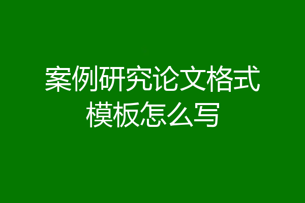 案例研究论文格式模板怎么写