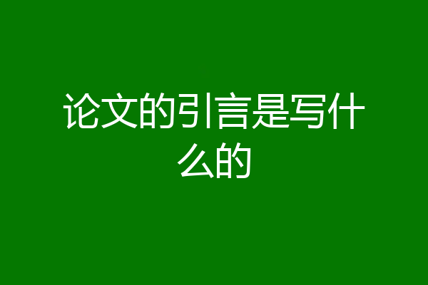 论文的引言是写什么的
