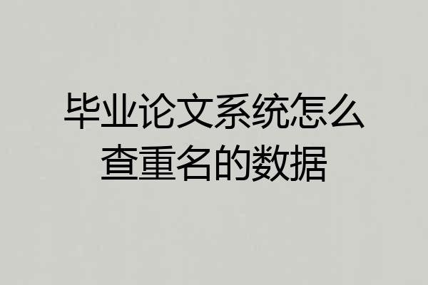 毕业论文系统怎么查重名的数据