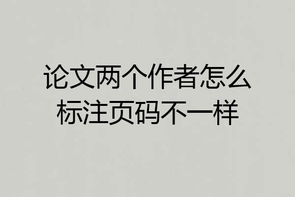 论文两个作者怎么标注页码不一样