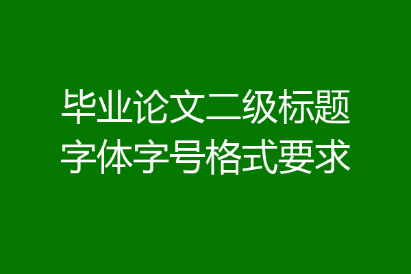 毕业论文二级标题字体字号格式要求