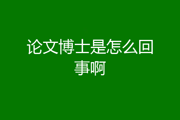 论文博士是怎么回事啊