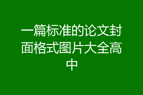 一篇标准的论文封面格式图片大全高中